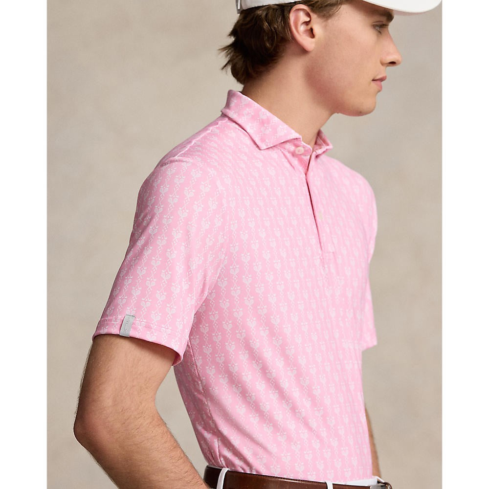 RLX Ralph Lauren Printed Lightweight Airflow Performance Polo - Flamingo Pink Clubs