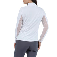 IBKUL Women's Solid Long Sleeve Zip Mock Neck Golf Top - White