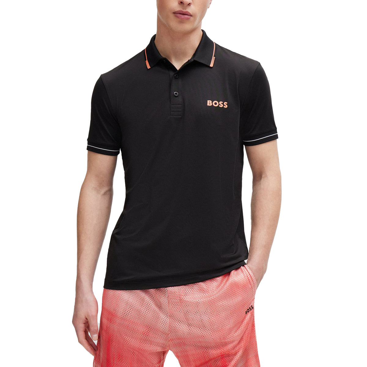 BOSS Paul Pro Slim Fit Golf Polo Shirt - Black