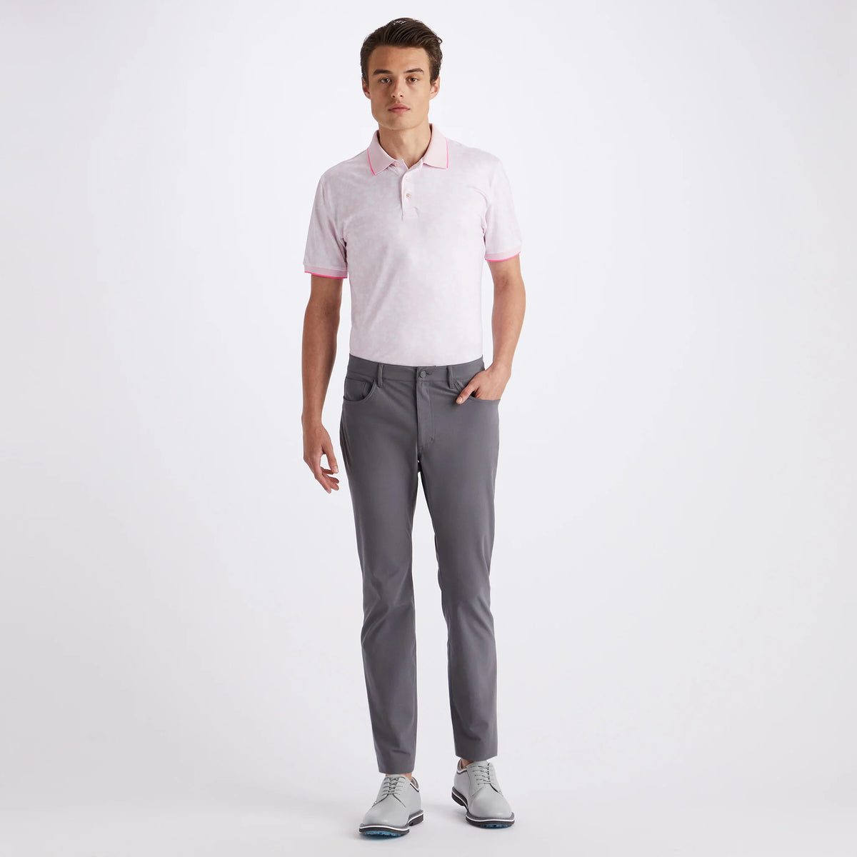 G/Fore Blossom Rib Collar Tech Golf Shirt - Blush