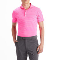 G/fore Clube Stripe Tech Jersey Polo Golf Shirt - Knockout Pink