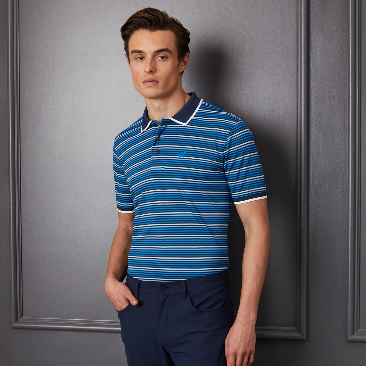 G/Fore Cinque Terre Rib Collar Pique Golf Polo Shirt - Racer