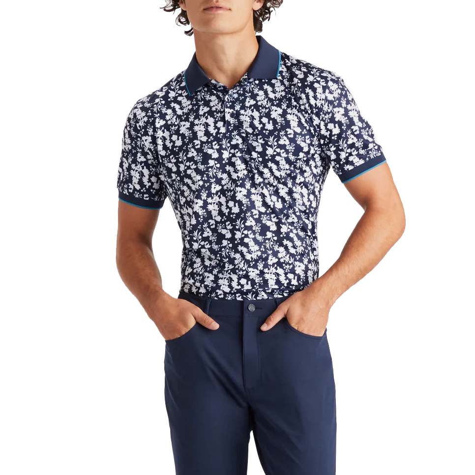 G/Fore Blossom Rib Collar Tech Polo Golf Shirt - Twilight