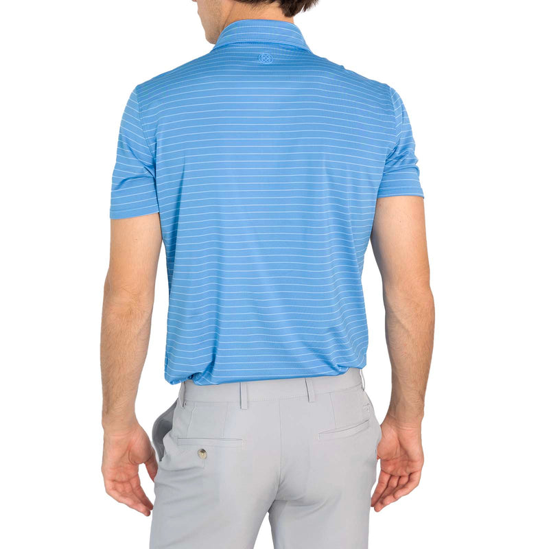 G/Fore Clube Stripe Tech Jersey Golf Polo Shirt - Cerulean