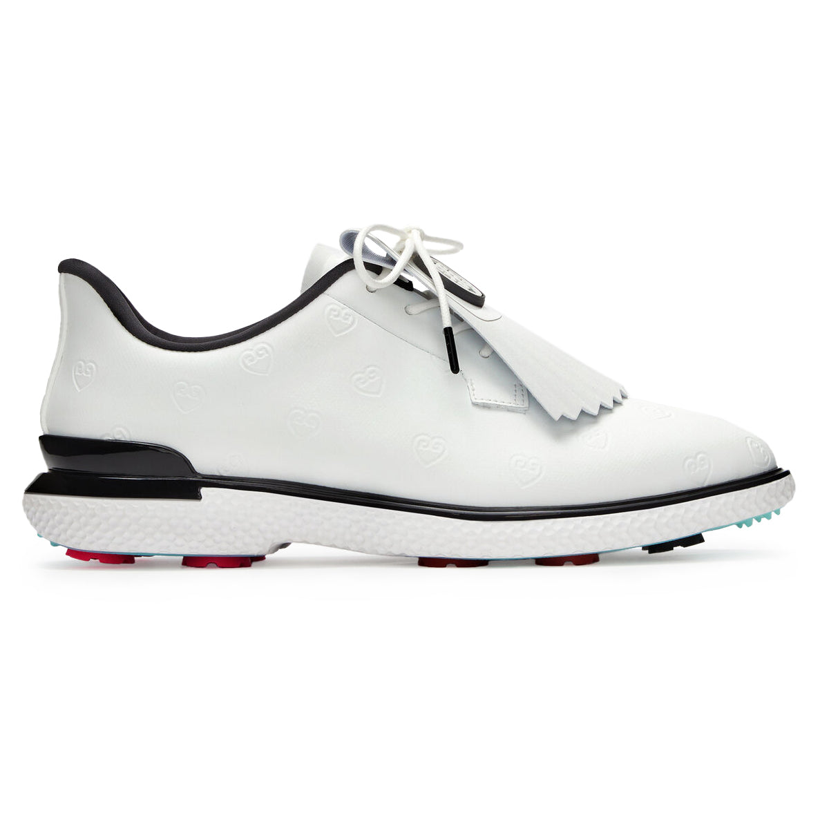 G/Fore Women's Heart Debossed Gallivan2R Kiltie Golf Shoes - Snow/Onyx