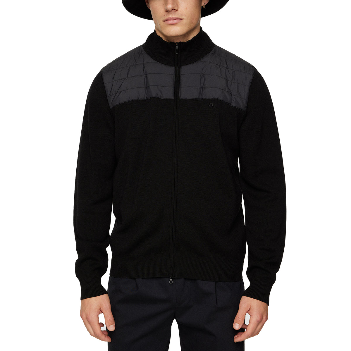 J.Lindeberg Bridge Knitted Hybrid Golf Sweater - Black