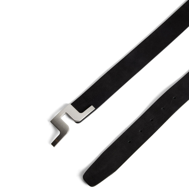 J.Lindeberg  Bridger Nubuck Leather Belt - Black