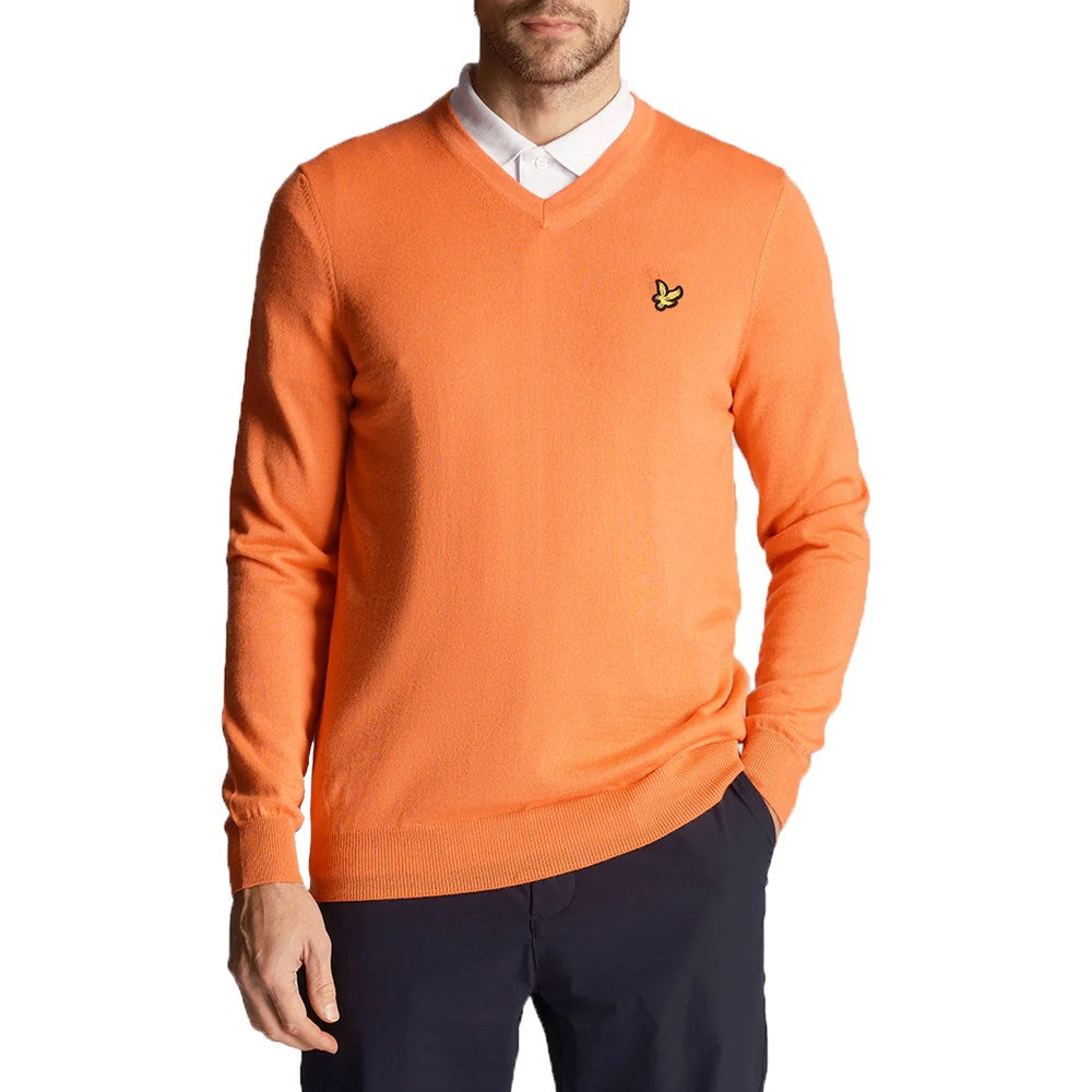 Lyle & Scott Golf V Neck Pullover - Course Coral