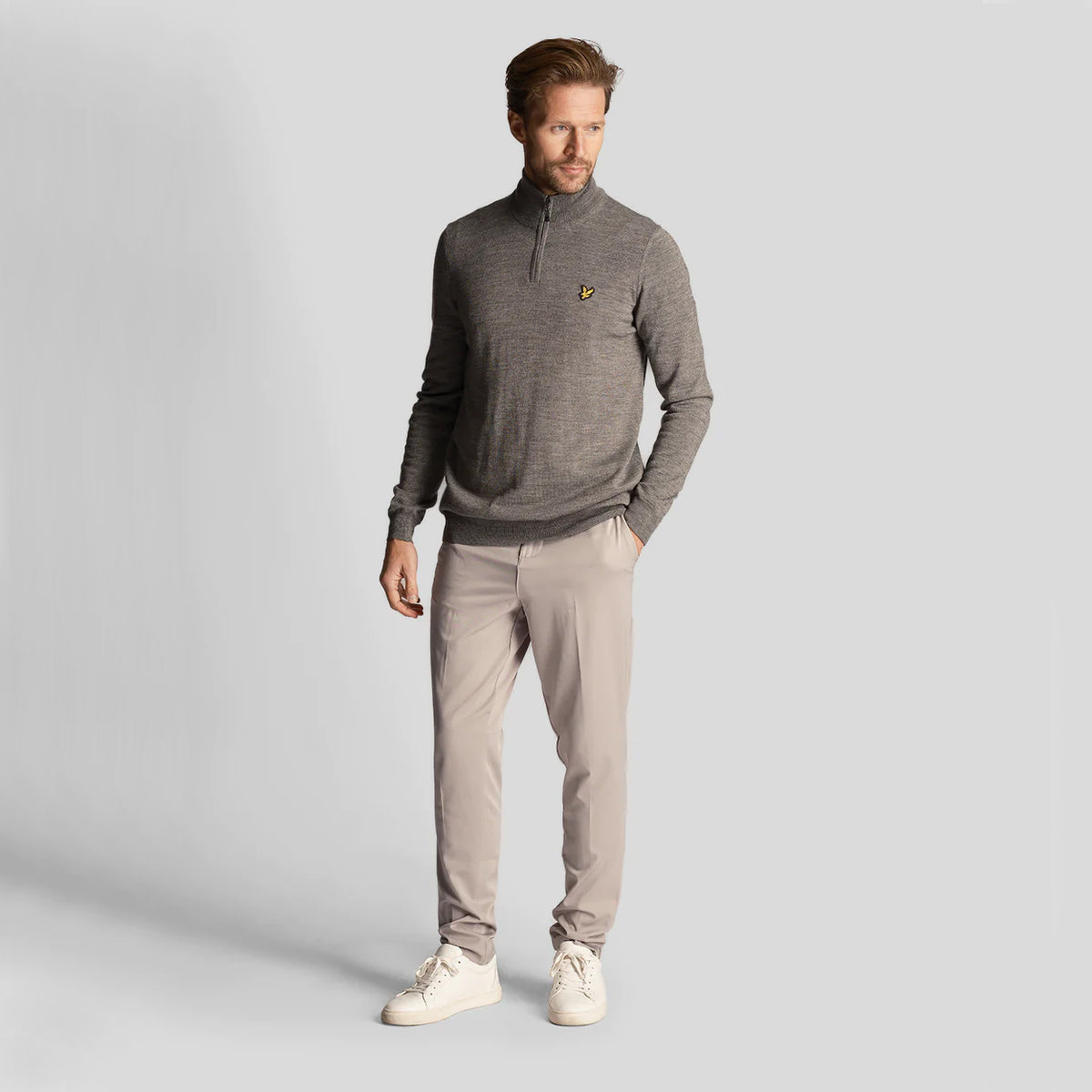 Lyle & Scott Core 1/4 Zip Merino Mix - Mid Grey Marl