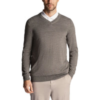 Lyle & Scott Tonal Eagle Merino BlendV Neck Knit - Mid Grey Marl