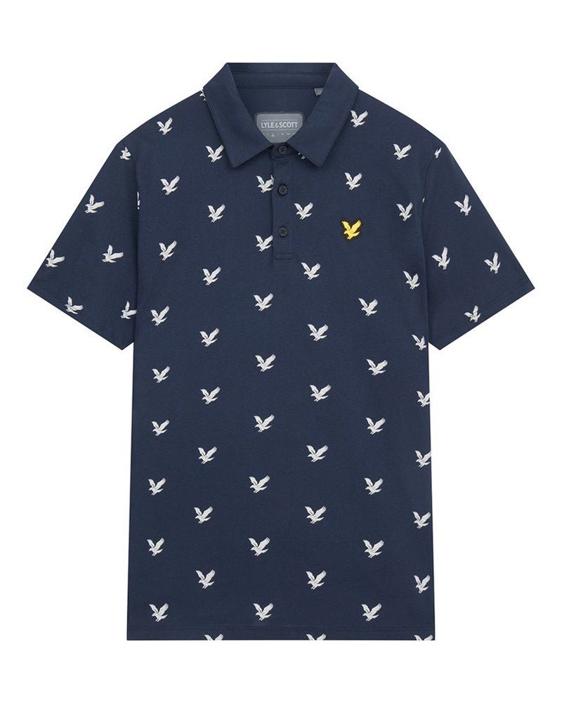 Lyle & Scott Eagle Print Golf Shirt - Dark Navy