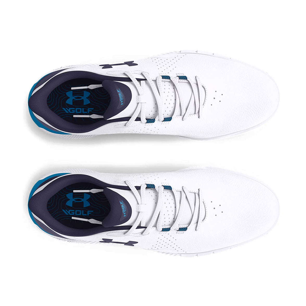 Under Armour Drive Fade spikless breda golfskor - White/Capri