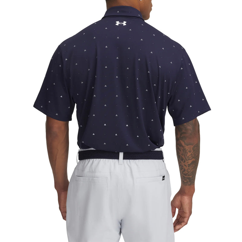 Under Armour Playoff 3.0 Printed Polo Golf Shirt - Navy/White