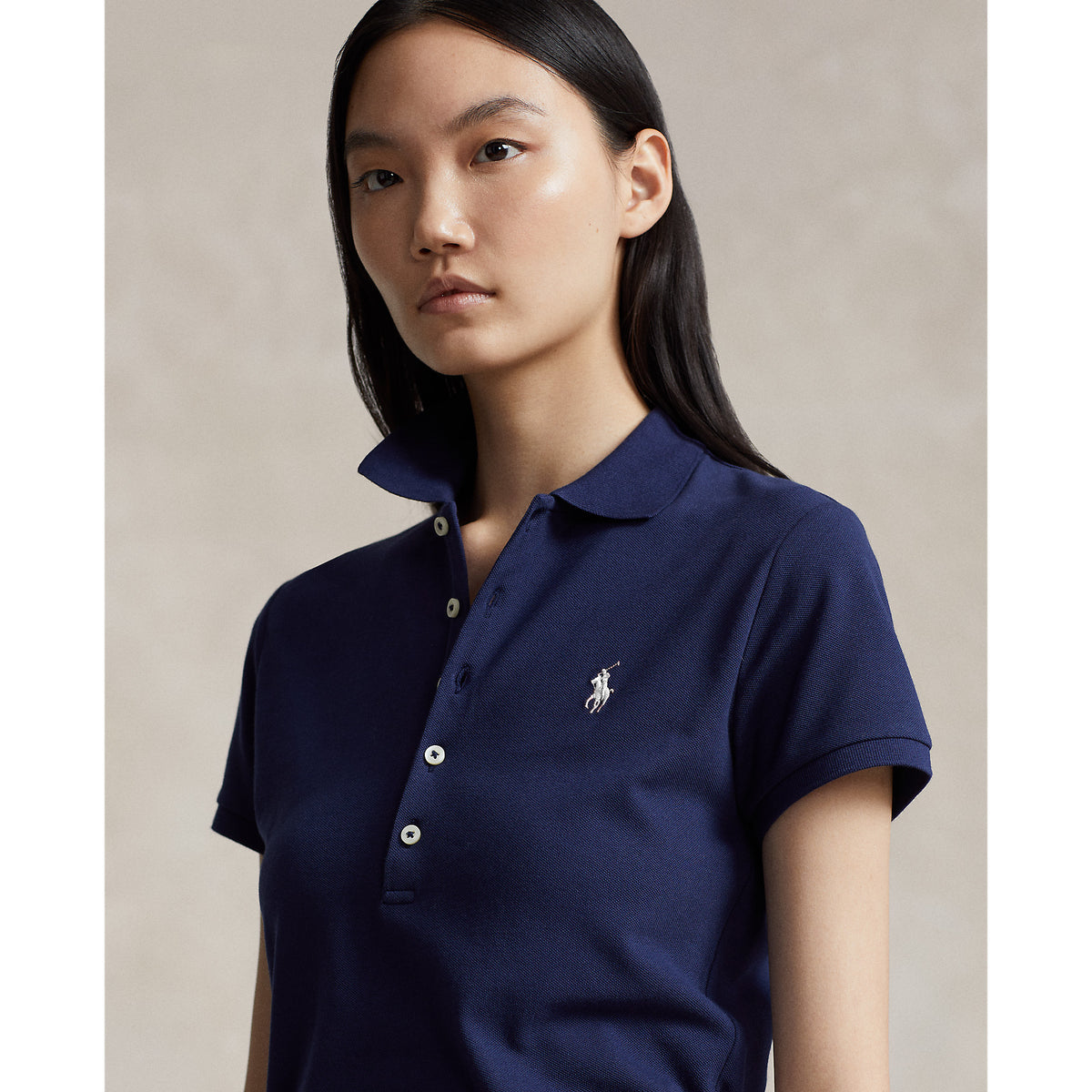 Polo Performance Ralph Lauren Women's Cotton skräddarsydd Fit Polo Shirt - Fransk marin