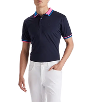 G/Fore Two Tone Rib Collar Tech Jersey Golf Polo Shirt - Twilight