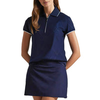 Glenmuir Women's Amelia 1/4 Zip Performance Golf Shirt - Navy Diamond