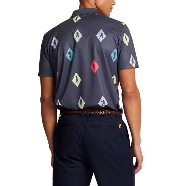 Lyle och Scott Polka Diamond Polo Golf Shirt - Navy