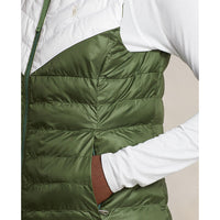 RLX Ralph Lauren Women's Water-Resistant Reversible Quilted Vest - Shamrock/White/Vintage Khaki