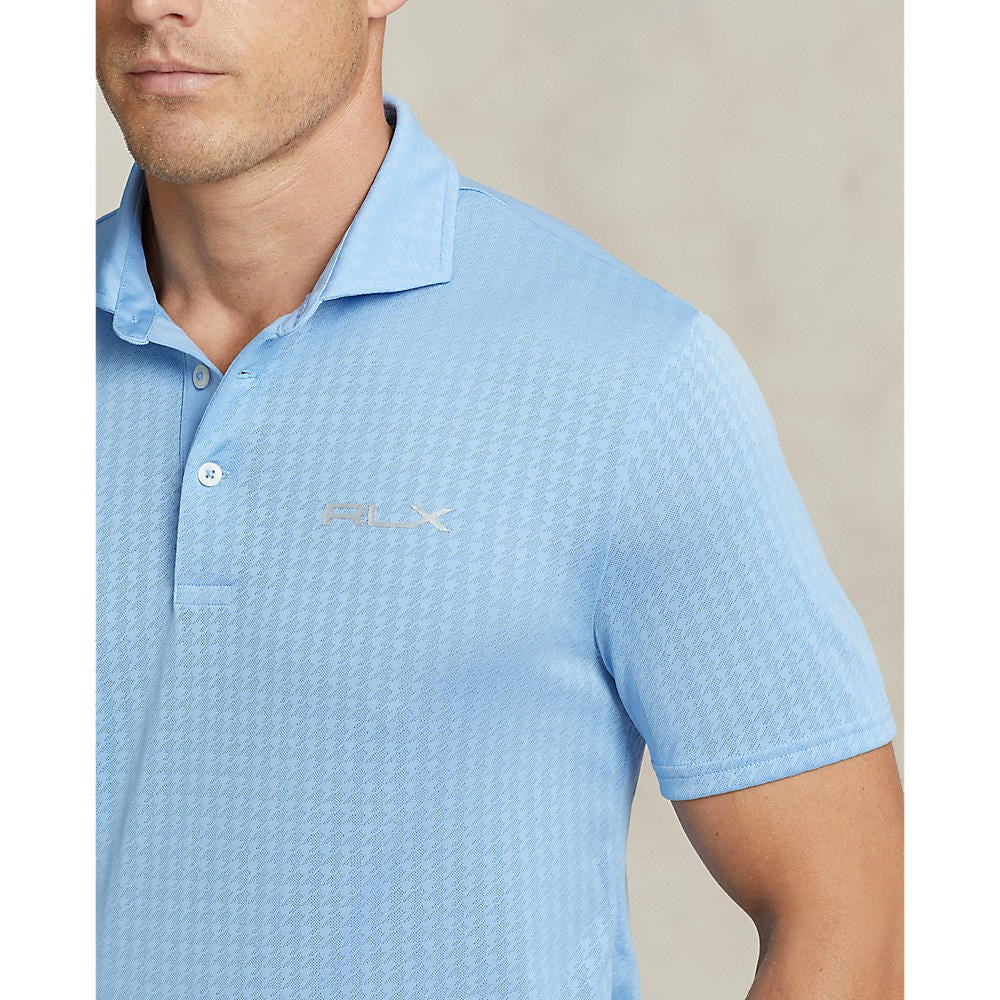 RLX Ralph Lauren Jacquard Performance Polo Shirt - Blue Lagoon Classic Houndstooth