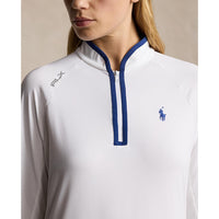 RLX Ralph Lauren Women's Jersey Quarter Zip Golf Pullover - Ceramic White/Navy