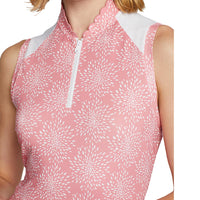 Rlx Ralph Lauren Kvinnors ärmlösa Zip Printed Airflow Golf Dress - Dolce Pink Petal Burst