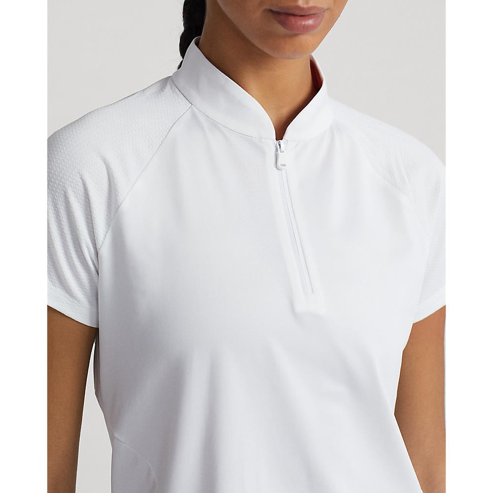 RLX Ralph Lauren Women's Air Tech Pique Golf Polo Shirt - Pure White/Desert Rose