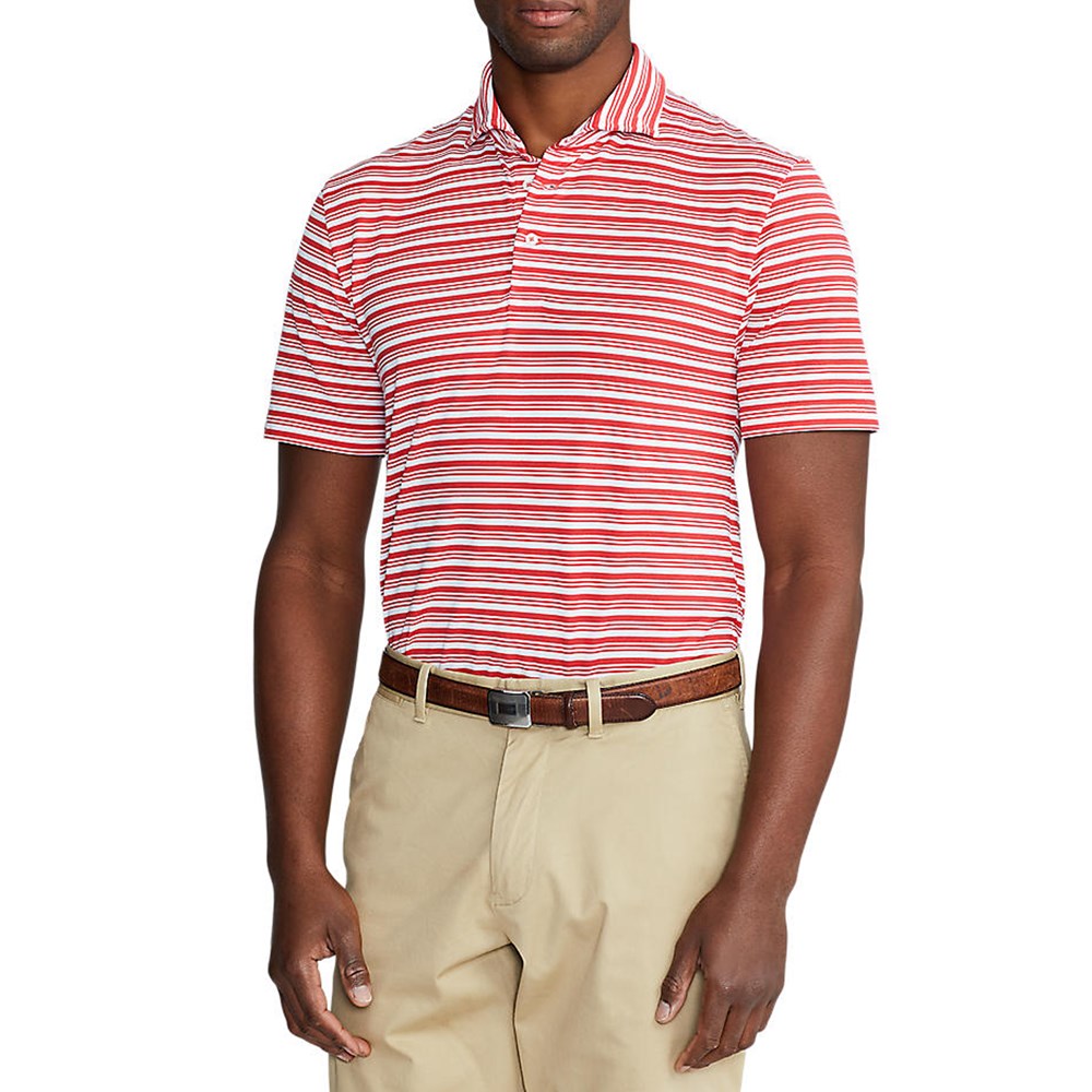 Polo Golf Ralph Lauren Tour Pique Stripe Polo Shirt - Starboard Red/White