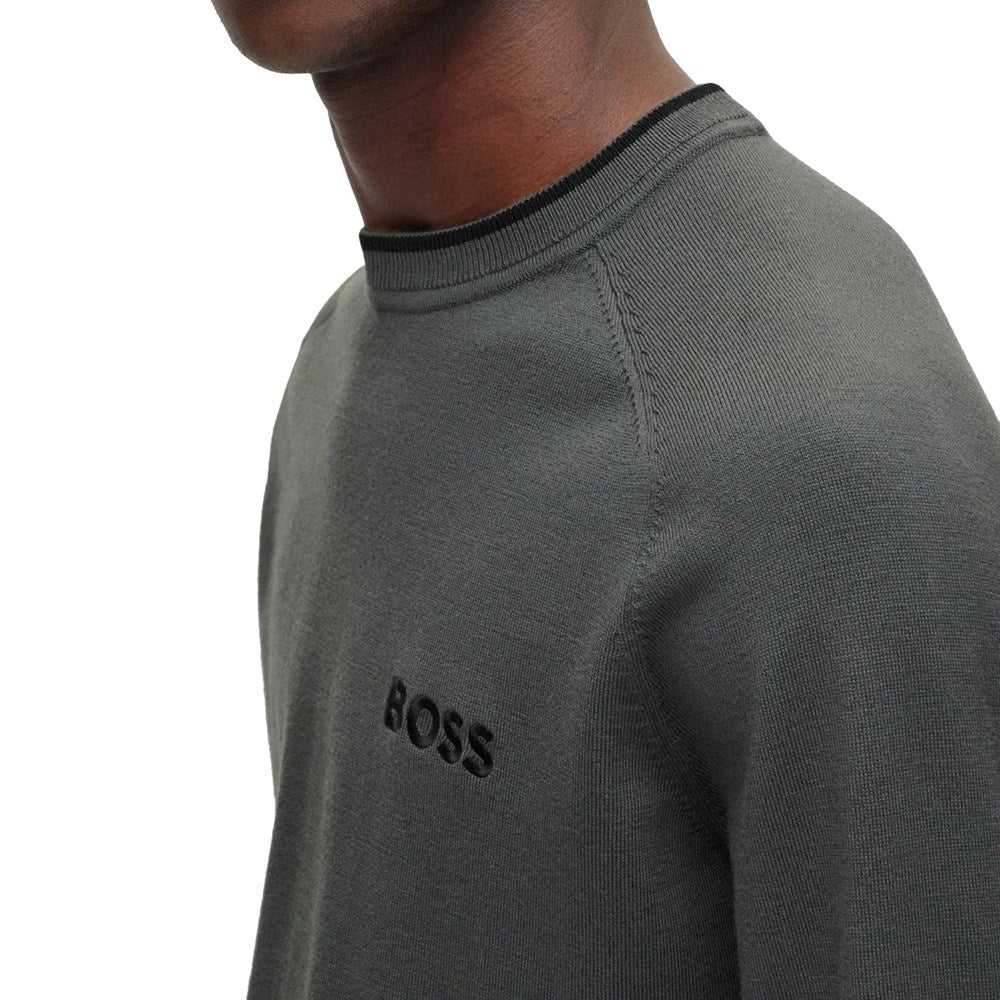 BOSS Ralvin Regular Fit Stretch Golf Sweater - Dark Grey