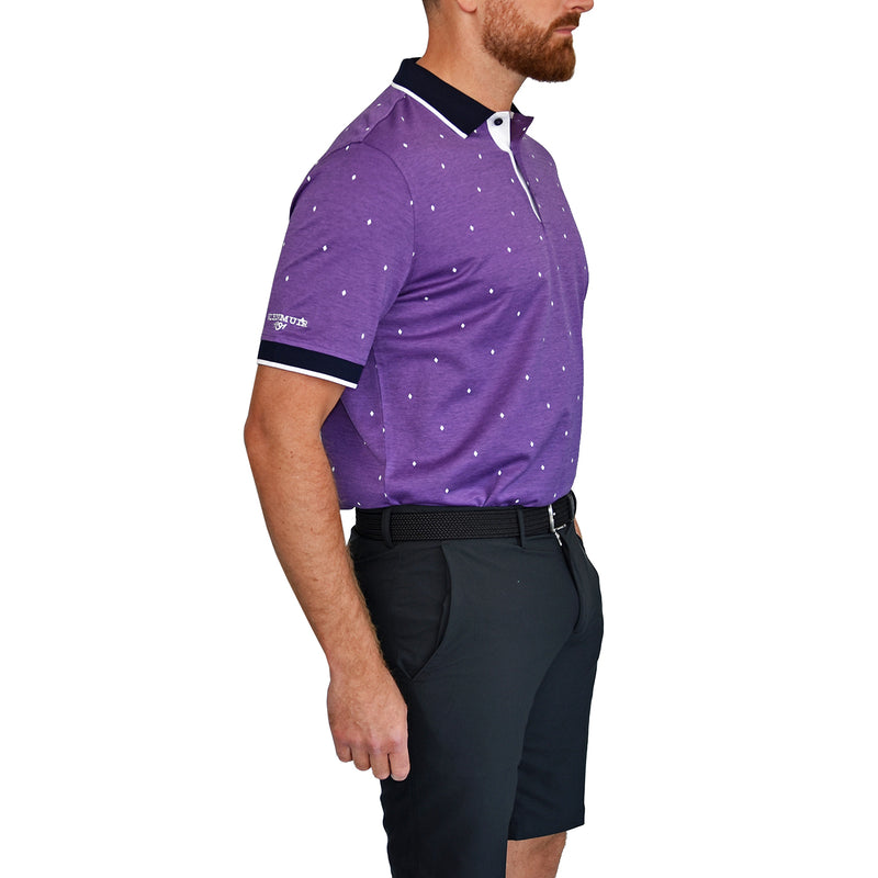 Glenmuir Orkney Mercerised Cotton Luxury Golf Polo - Navy/Amethyst