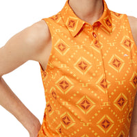 J.Lindeberg Women's Dena Print Sleeveless Top - Orange Diamond Logo