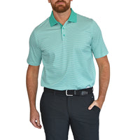 Glenmuir Letham Striped Mercerised Cotton Luxury Golf Polo - Marine Green/White