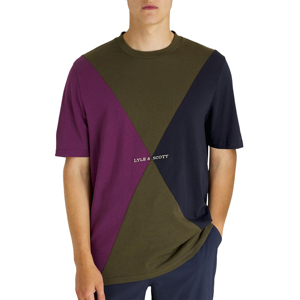 Lyle & Scott Argyle Panelled T-shirt - Olive