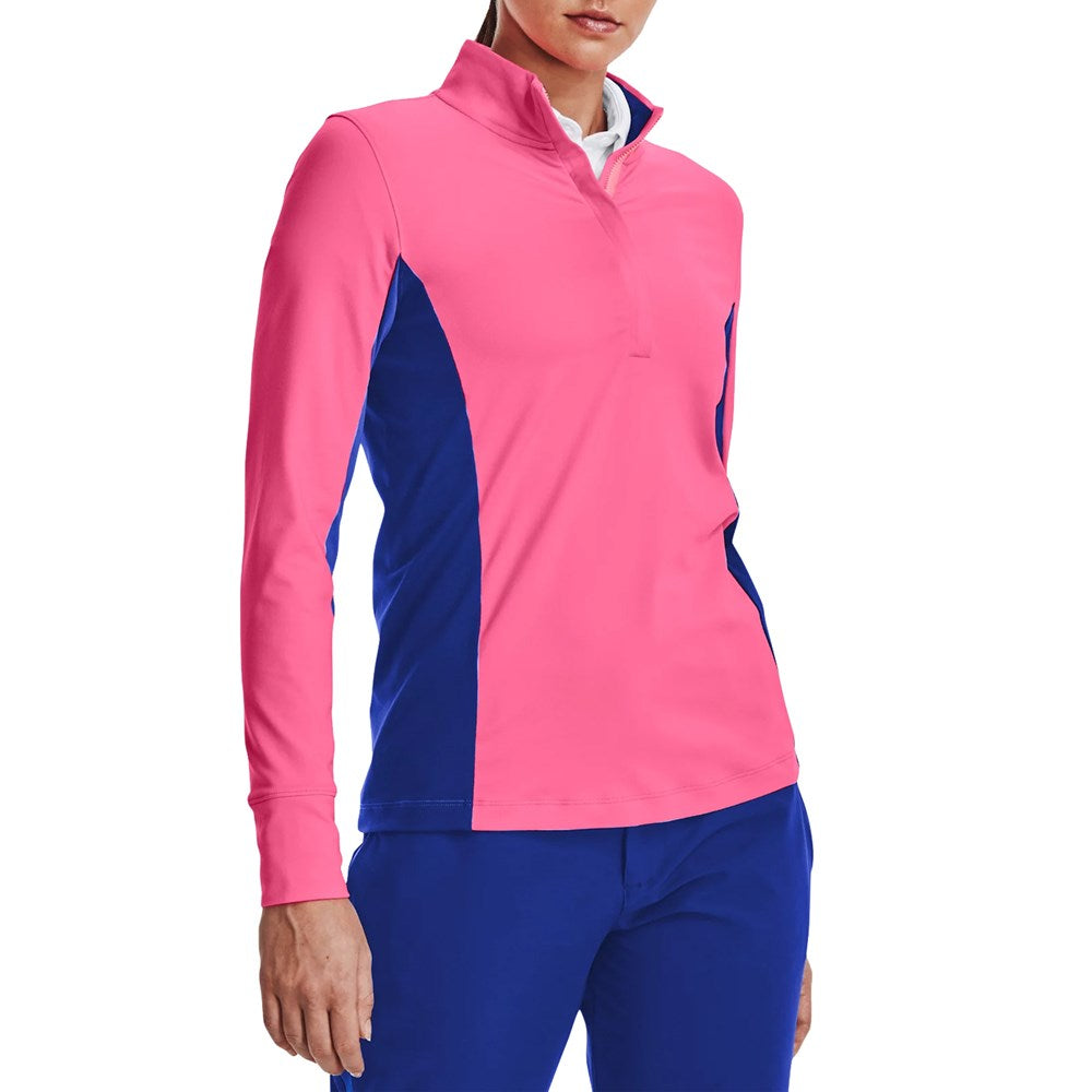 Under Armour Women's Storm Mid -Layer Golf 1/2 Zip - Pink Punk/Versa Blue