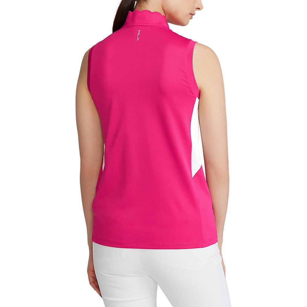 RLX Ralph Lauren Women's Mix ärmlös luftflödesgolfskjorta- Aruba Pink/Pure White