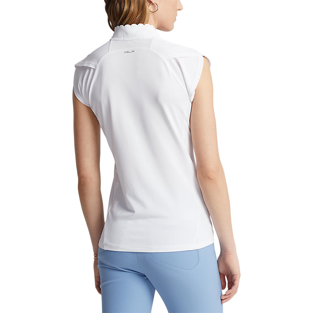 RLX Ralph Lauren Women's Cap Sleeve Quarter Zip Pique Golf Shirt - Pure White