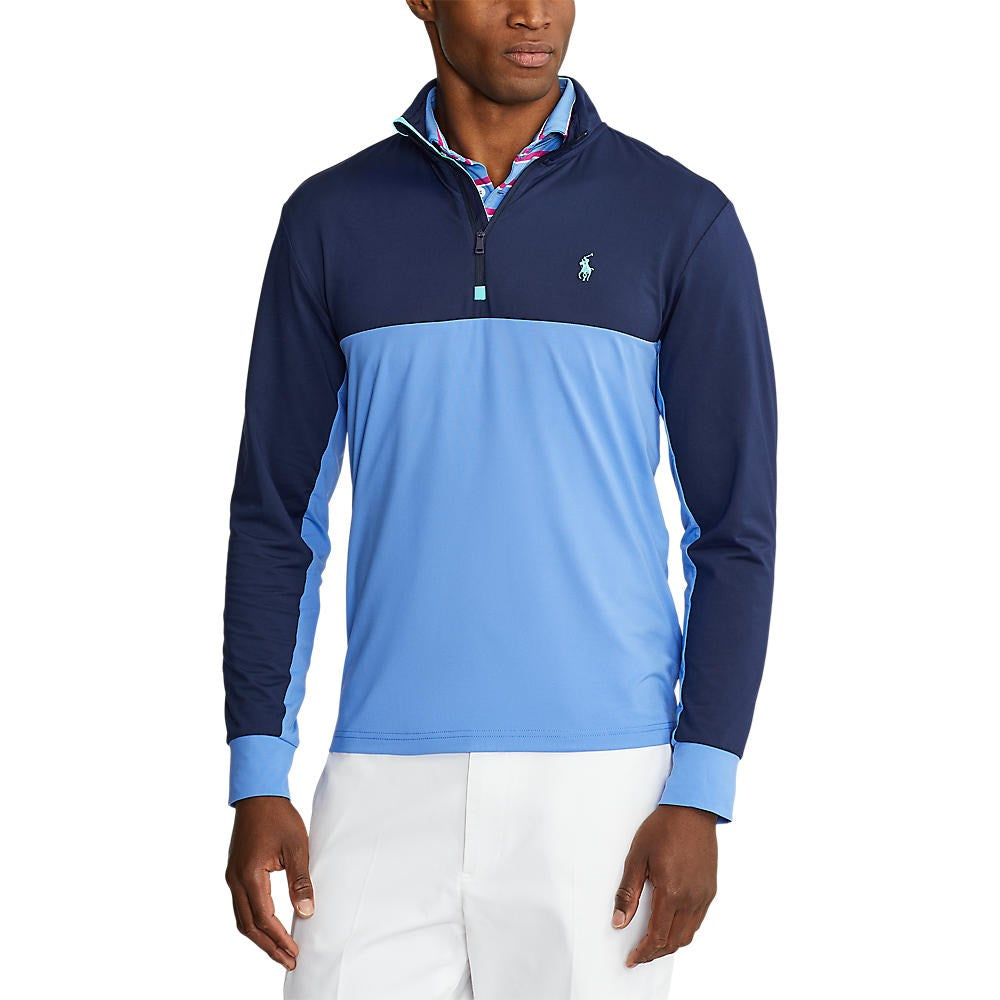 Polo Golf Ralph Lauren Half Zip Peached Jersey - French Navy/Harbour Island Blue