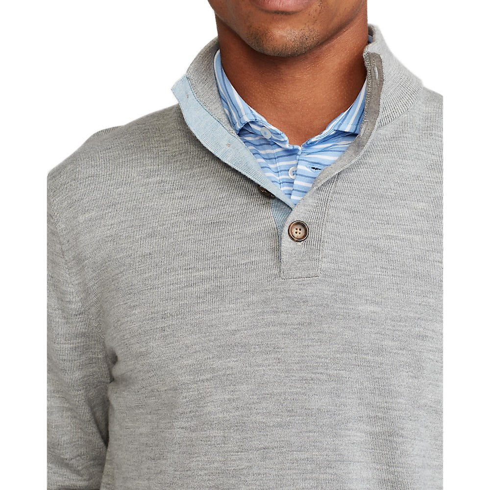 Polo Golf Ralph Lauren Mock Neck Washable Merino Pullover - Light Grey Heather